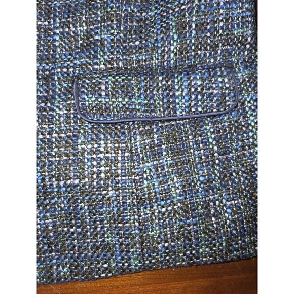 Talbots Tweed Jacket Women's Size 20 Blue Collarless Blazer Snap Front Career - Picture 5 of 8